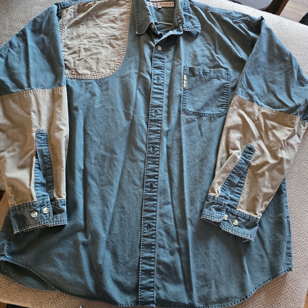 Columbia Men's Casual Button Down Shirt - Blue and Tan